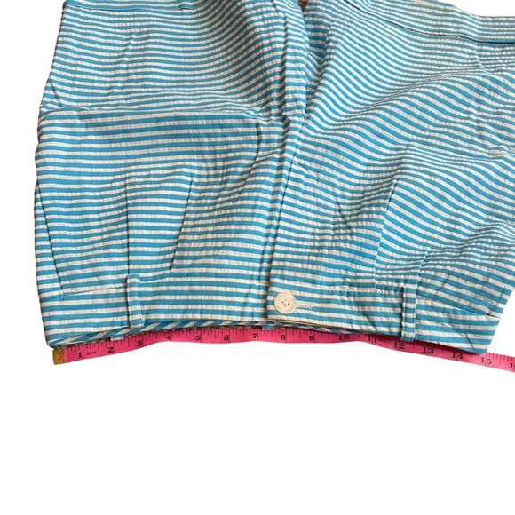 Brooks Brothers Seersucker Short Size‎ 4 Aqua Blue and White Stripe 100% Cotton - Picture 9 of 10